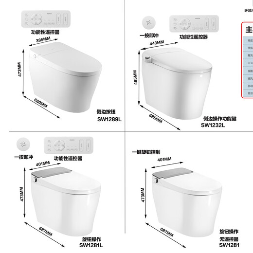 摩恩（MOEN）2025新款智能马桶妇洗臀洗SW1289双水路即热一体坐便器SW1281 SW1 低水压/双遥控器  SW1232CL/DL 400mm