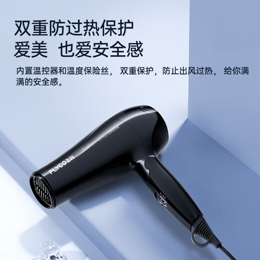 飞科（FLYCO）电吹风家用大功率吹风筒负离子吹风机冷热风酒店理发店发廊FH6101 FH6231   2000W可折叠低调黑