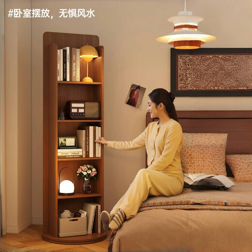 小匠材旋转穿衣镜全身镜落地镜家用卧室可移动试衣杂志书架储物立式