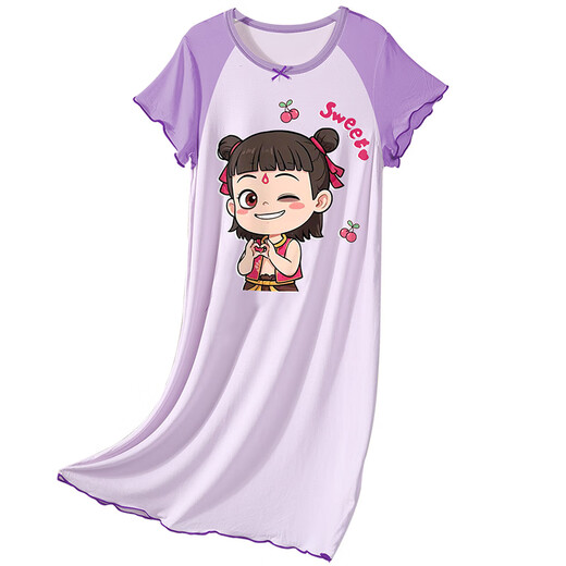 莫代尔儿童睡衣薄款夏季莫代尔大童女童睡裙亲子家居服哪吒2025新款女孩 1M--ST-12415 140 16码(140-150）cm