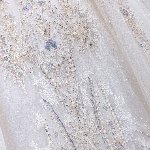 Qinchis neue weiße One-Shoulder French French High-End Hochzeitskleid Braut Hochwertige Textur entkommen Prinzessin Hauptgarn Mädchen weißes Hochzeitskleid xs Single Größe