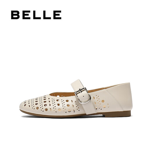 Belle (Belle) Regalo de San Valentín Chino Estilo de vacaciones Hollow Mary Jane Shoes Women 25 Summer New Breathable Sole Light Lox Shower D7Q1DBQ5 Beige 37 (235 mm)