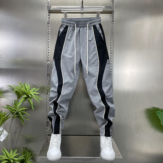 Pantalon de Feidi Sen Meng pour le pantalon à attachement fonctionnel d'été pour hommes pour garçons Pantalons masculins décontractés élastiques simples et polyvalents 679 Gray (style mince d'été) 36 (recommandé 170-185 Jin [Jin est égal à 0,5 kg])))