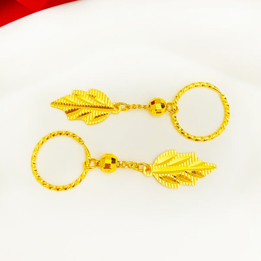 Gioio Fat Donglai Quality Gold Branch Jade Серьги листьев имитация 999 Серьги из песка золота с 18к имитационным ногами золотой