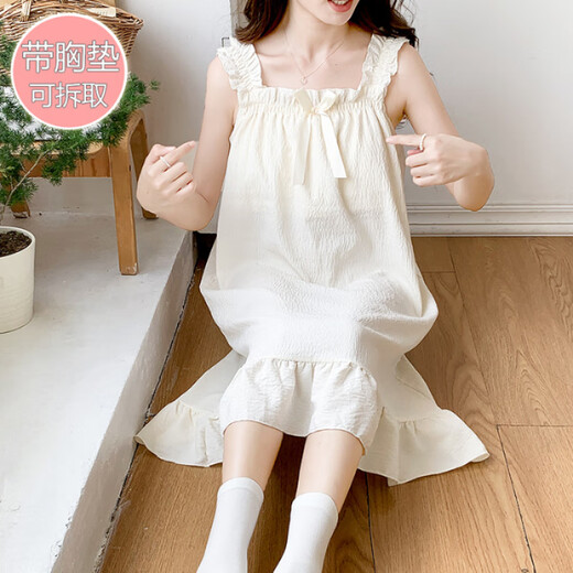 Sofea sommer sweet groß in nachthemd mit Brustkissen dünne lose Fett MM Home Kleidung Y6623# Pink 170 m
