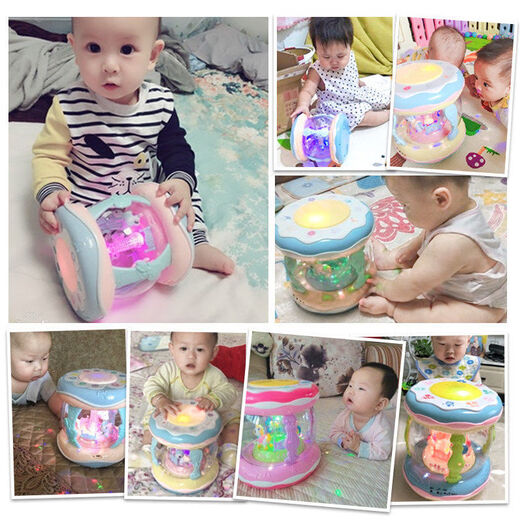 Heart Ancient Hand Pat Drum Baby Baby Children's Toys Music Music Drum puede ser recargable 8 Bebés de 1 año Educación temprana 6-12 meses 9934 Rosa