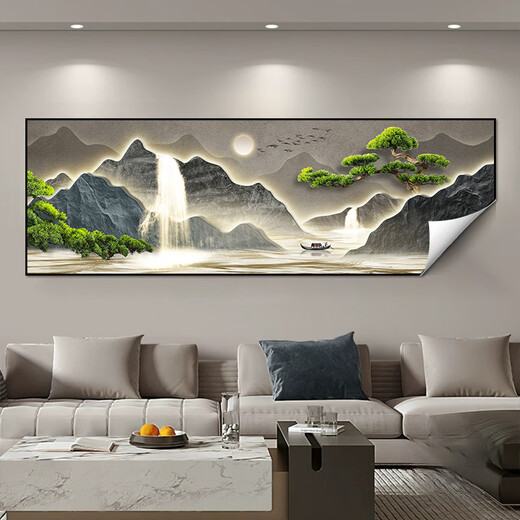 Western scenery PEEP SHOW Modern light luxury living room decoration painting self-adhesive paintings meaning good landscape paintings hotel bedroom bedside painting room sticker painting BY4877 240*80CM with glue on the back (high-definition waterproof, sticky when tearing it open