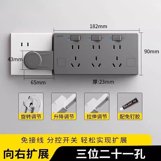 Casollen German Little White Expansion Socket Spocket Plind Converter Offering To-Plug Pogne Вставьте многофункциональную проводную плату тип расширения [белый двухзначный] расширение проводка справа