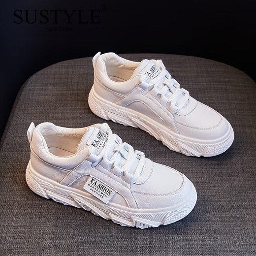 SUSTYLE奢侈高端品牌高档真皮鞋女2025春夏季新款运动休闲韩版百搭单鞋子 白色凉鞋 -1283 40 默认尺码1