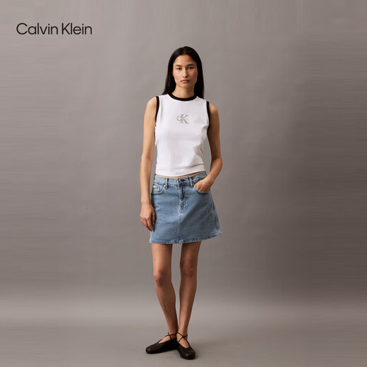 Calvin Kleinjeans 25 Spring and Summer New Women's Trendy retro CK Sexy Hot Girl Light Blue Denim Falda 47B738G