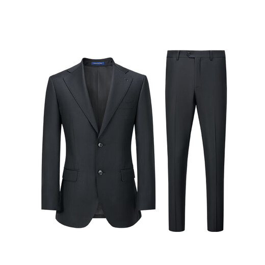 Guillaume de Mons Aojia suit suit men's pure wool business formal wear summer groom wedding dress black suit men's jacket black top + trousers 46