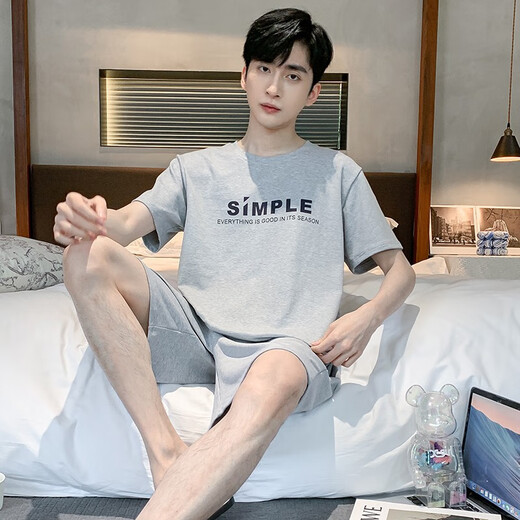 Yourong Men's Pajamas 2025 Nuevos pantalones cortos de manga corta Shorts delgados Summer más grasa más alambre de hielo Conjunto casual de dos piezas Ropa para el hogar 9928# L Recomendado 100-120Jin [Jin equivale a 0.5 kg]