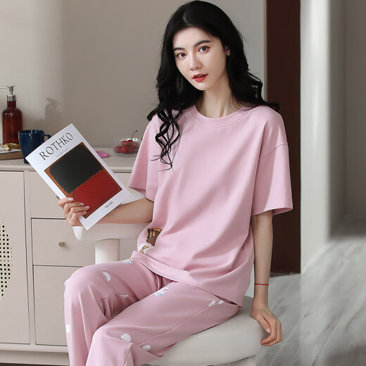 Zhulu pijama de algodón puro apretado para mujeres en verano delgada dulce y linda pantalones de manga corta set 2025 nueva ropa casera cómoda 679 m
