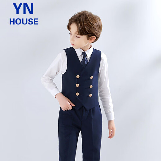 Yinuofang Kinderanzug Weste Anzug Marineblau Anzug 1. Juni Performance Anzug Host Performance Kleid