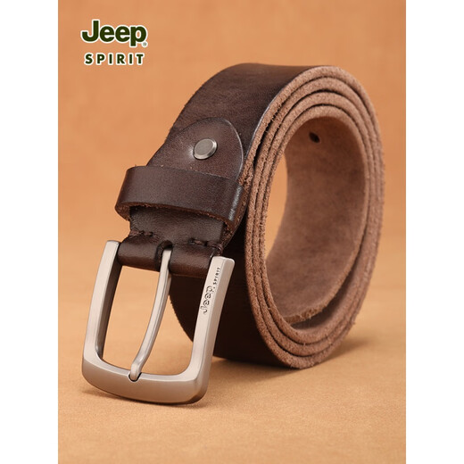 Jeep Spirit Head Layer Cowide Belt Männer echte Leder Jugendgürtel Casual Pin Schnalle Männer handgefertigt Jeansgürtel 1047 [Retro Bronze Schnalle] Verdickter Gürtel 110 cm