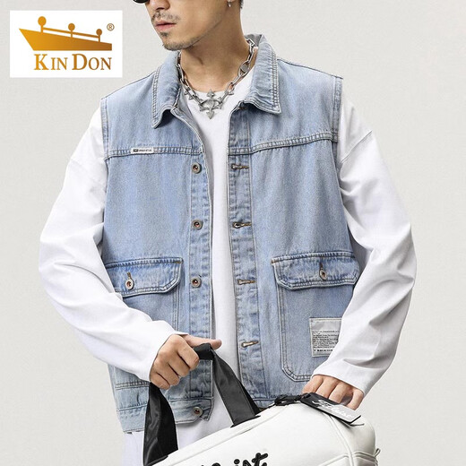 Gold Shield Denim Jacke Herbst Herbst Weste Herrenweste Herren der obersten Frühlings- und Herbsthülsen-Arbeit Jacke DLL-9216 Blue L