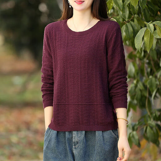 HUALIN FASHION 2025 new literary solid color sweater for women loose and versatile apricot color 9901 model M Recommended 115-130Jin [Jin equals 0.5 kg]