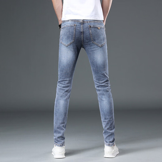 Jeans de lujo de luz para hombres 2025 Men's 2025 Spring and Summer Fino Fit Slim y Mk9901 de alta gama elástica e informal de alta gama; modelo insignia oficial 28