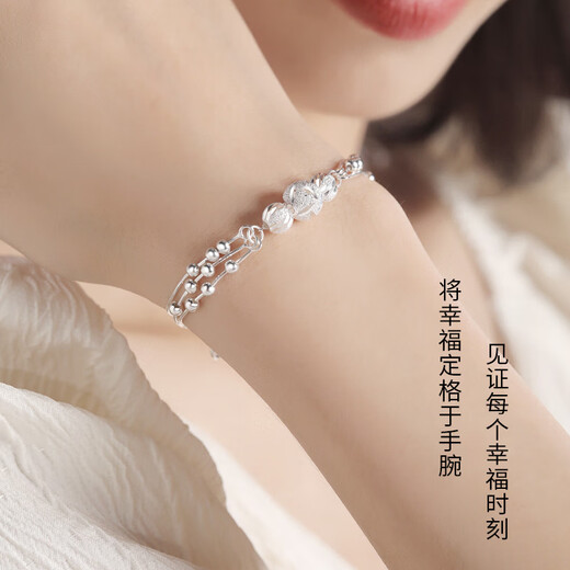 Fat Donglai quality Sansheng III silver bracelet for girls silver 2025 new hand jewelry transfer birthday gift 990 silver Sansheng III bracelet + necklace + eternity
