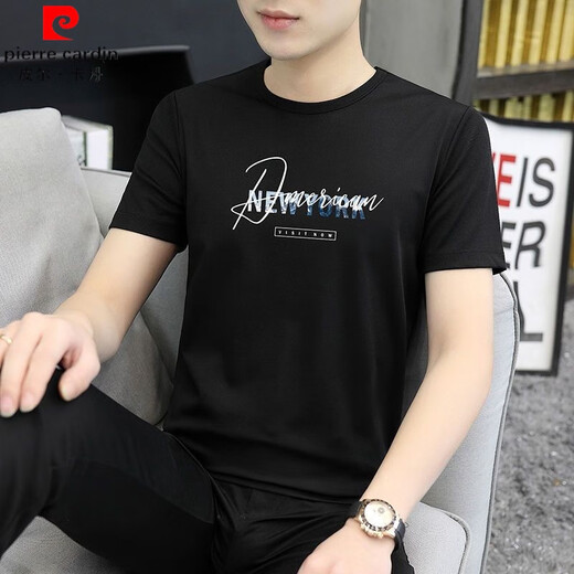 皮尔卡丹（pierre cardin）冰丝短袖t恤男士2025夏季新款潮牌潮流休闲修身百搭半袖体恤上衣 #1423白色# M (95斤-110斤)