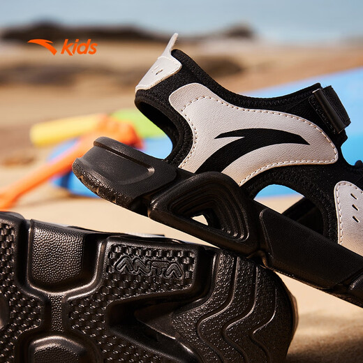 ANTA Children's Sports Sandals for Boys 2025 Summer Breathable Velcro Open-Toe Beach Shoes A12326962I