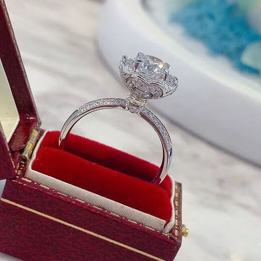 PT950 platinum bouquet with moissanite and diamond ring for women 18k luxury Ice Queen personalized new proposal light luxury style bouquet 1 carat ring with adjustable opening