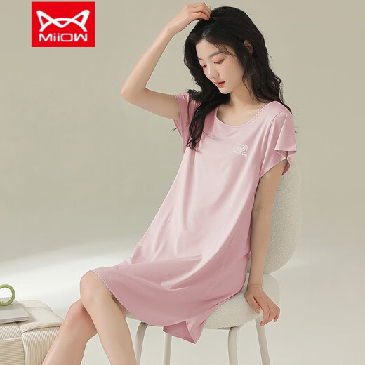 Cat Man (Miiow) Camisón suelto de color sexy modal modal para mujeres en verano estilo delgado más grasa más estilo nuevo para ropa para el hogar [color sólido sin mangas-753-fabric] m (80-100Jin [Jin equivale a 0.5 kg])