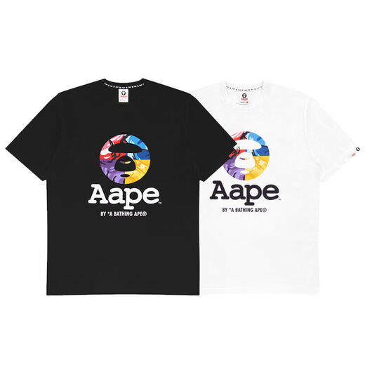 Aape New Ape Man Camouflage Summer Cartoon Print Losatile Men and Women Top Top футболка с половинами рукава A691 Black M