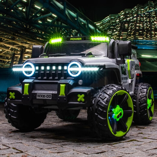 Zhouke Tank 500 children's electric vehicle four-wheel off-road vehicle adult two-seater baby remote control parent-child car gray dual-drive remote control + self-driving + 12V4.5A battery + electric drive