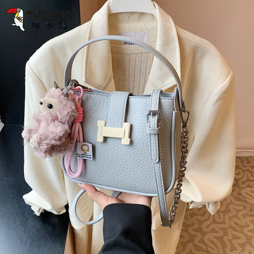 Woodpecker Summer Small Bag Women's 2025 New Fashion Super Hot Chain Crossbody Sac Sac à main décontracté jaune + pendentif