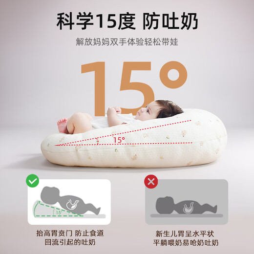 Little White Dolphin Slope Pillow Baby Anti-Erbrechen Liegerad Stillartefakt Neugeborenes Schlafkissen Pad Head Up Large Five Months Auspicious Baby Elephant + Giraffe Kissenbezug + 50*70 Windelunterlage