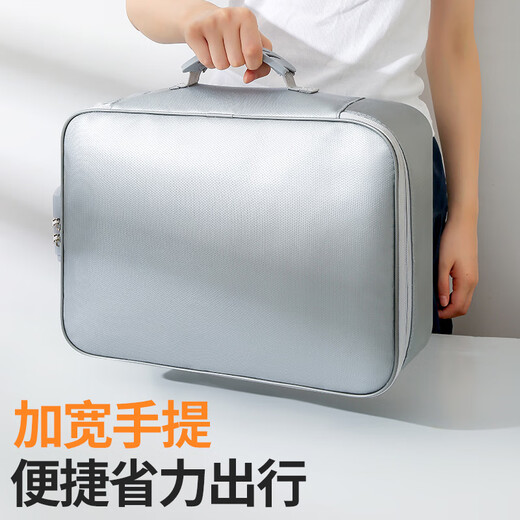 Ensemble de certificat ignifuge Sac de stockage de grande capacité Package d'organisation de fichiers multifonctionnels Package de fichiers de passeport avec sac de voyage Lock Taille verrouillée gris: 36 * 27 * 10cm
