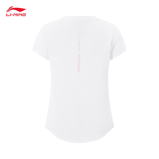 Li Ning children's clothing quick-drying sun protection short-sleeved T-shirt for older girls 25 new pullover round neck sports top standard white-1 150