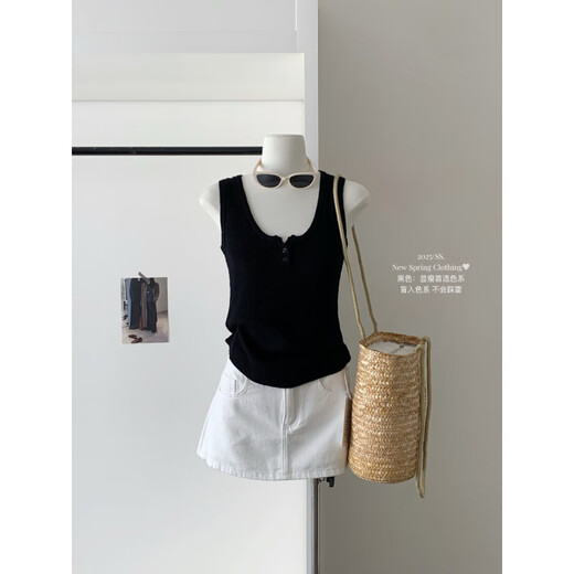 HUALIN FASHIONMILLAIDI多色针织背心女春夏修身打底吊带 黄色 均码