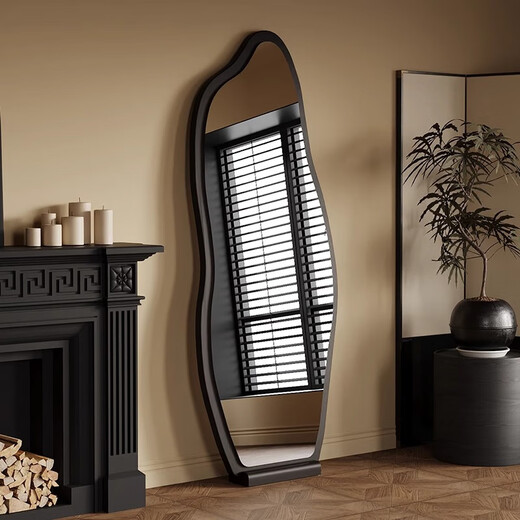 Espejo de cuerpo completo con el piso de beiqin Mirror de la pared montada en la pared espejo de la pared del espejo móvil montado en la pared de alta definición de alta definición del espejo de ajuste no defensor recomendado Color de nogal 120*40 [solo montado en la pared]