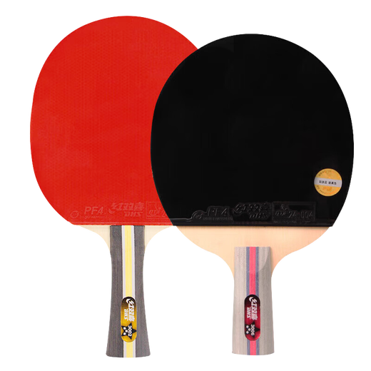 红双喜三星级乒乓球拍横直拍套装H3（横直 附乒乓球）