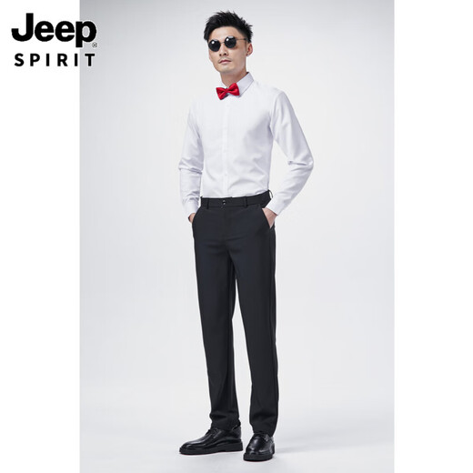 JEEP SPIRIT伴郎服兄弟装婚礼衬衣西装礼服兄弟团衣服男西服结婚春秋季白衬衫 长袖白色衬衫+黑色西裤+黑色领结 3XL /36码