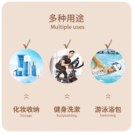 Waterproof portable travel toiletry and makeup storage bag storage bag 60 silk thick transparent gray