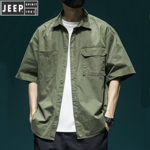 Jeep (Jeep) Camisa de verano de verano La marca retro de manga corta de manga corta de manga de mangas a gran tamaño de la camisa de la camisa japonesa del bolsillo de la camisa japonesa American Japanes