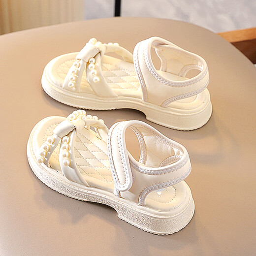 Huilirui Girls Sandals Summer 2025 New Fashion Children's Soft Sole Non-Slip Princess Beach Sandals and Slippers for Girls and Big Children's Shoes Beige Main Picture 32