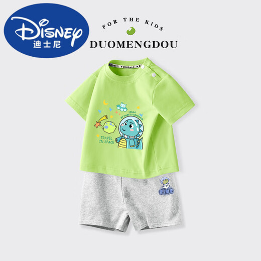 Disney Boys Suit 2025 Summer NUEVO estilo pequeño y mediano tamaño infantil para niños cortos de manga corta de dos piezas de ropa de algodón puro para niños AP14034 White + I13799K azul marino 105