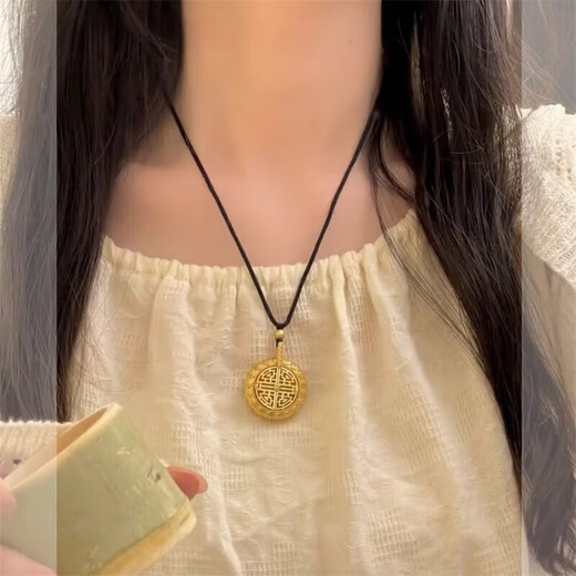 Cijia Halskette Fu Marke Anhänger Ancient Method überquert Gold, um die Happy National Style Retro -Pulloverkette Alte Methode zu sehen, die Golden Lotus 2677 überquert