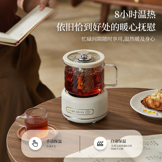 AOTEYOU mini health kettle full glass office health kettle for one person kettle kettle stew kettle integrated small fully automatic constant temperature kettle tea maker scented tea tea kettle electric stew cup jade white mechanical model + tea leakage knob adjustment + all glass 0.6L health kettle