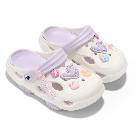 Samedi Chaussures pour enfants Chaussures de trous 2025 Sandales d'été Nouvelles filles Sandales Sandales Sandales Parent-Child Pouiche blanche 37-38