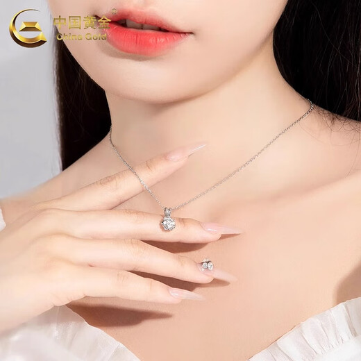 China Gold (CHINA GOLD) pt950 platinum necklace for women, platinum star snowflake pendant, clavicle chain, Valentine's Day birthday gift for girlfriend, platinum snowflake pendant - about 1.2g, free sterling silver chain