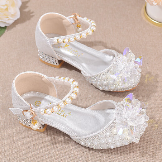 Ruiyang coréen Version des talons hauts pour enfants Chaussures cristallines filles princesse chaussures strass des étudiants chaussures de scène de scène