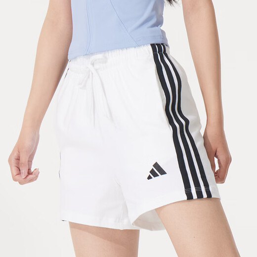 Adidas Frauensportanzug Sommer Lauf Fitness-Training Anzug trendy und atmungsaktive Drei-Streifen-Freizeitkleidung JD0910 Baumwolle/Spandex weiße High-T-Trip-Shorts XL