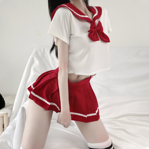 
Sexy underwear sailor suit campus JK uniform seductive sexy pajamas passion midnight charm suit cr black JK uniform + 9756 hollow one-piece dress one size 80-125