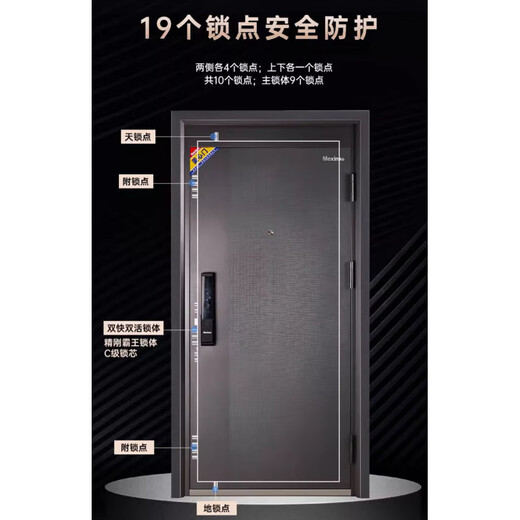 Meixin Klasse A Security Door Level 4 Security Door Haushalt Eingangstür Fingerabdruck Verriegelung Mutter Tür Eingangstür 6198 [960*2050] Mechanische Schloss + Bag Installation