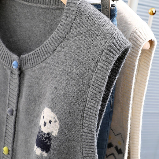 Sibaishe single-breasted vest 2025 autumn new women's simple commuting animal pattern short vest